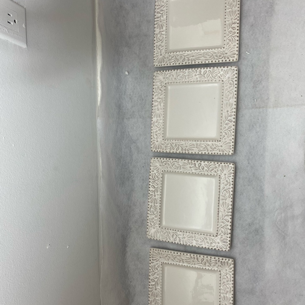 Embossed White Square Dinnerware Set - Picture 9 of 10